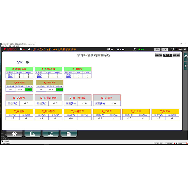 Software voor monitoringsysteem voor cleanrooms